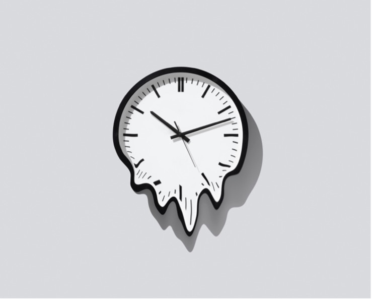 wall clock with a warped lower half.