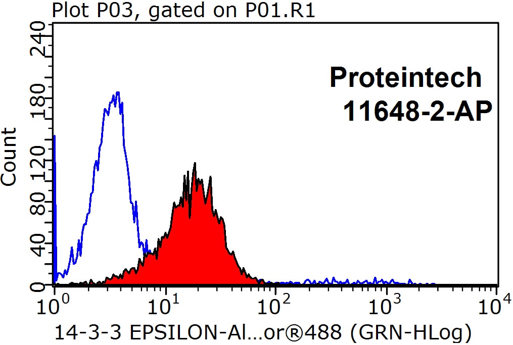 Flow cytometry (FC) experiment of HepG2 cells using 14-3-3 Epsilon Polyclonal antibody (11648-2-AP)