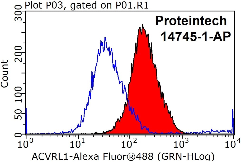 Flow cytometry (FC) experiment of Jurkat cells using ACVRL1 Polyclonal antibody (14745-1-AP)