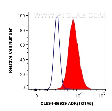 Flow cytometry (FC) experiment of NIH/3T3 cells using CoraLite®594-conjugated ADK Monoclonal antibody (CL594-66929)