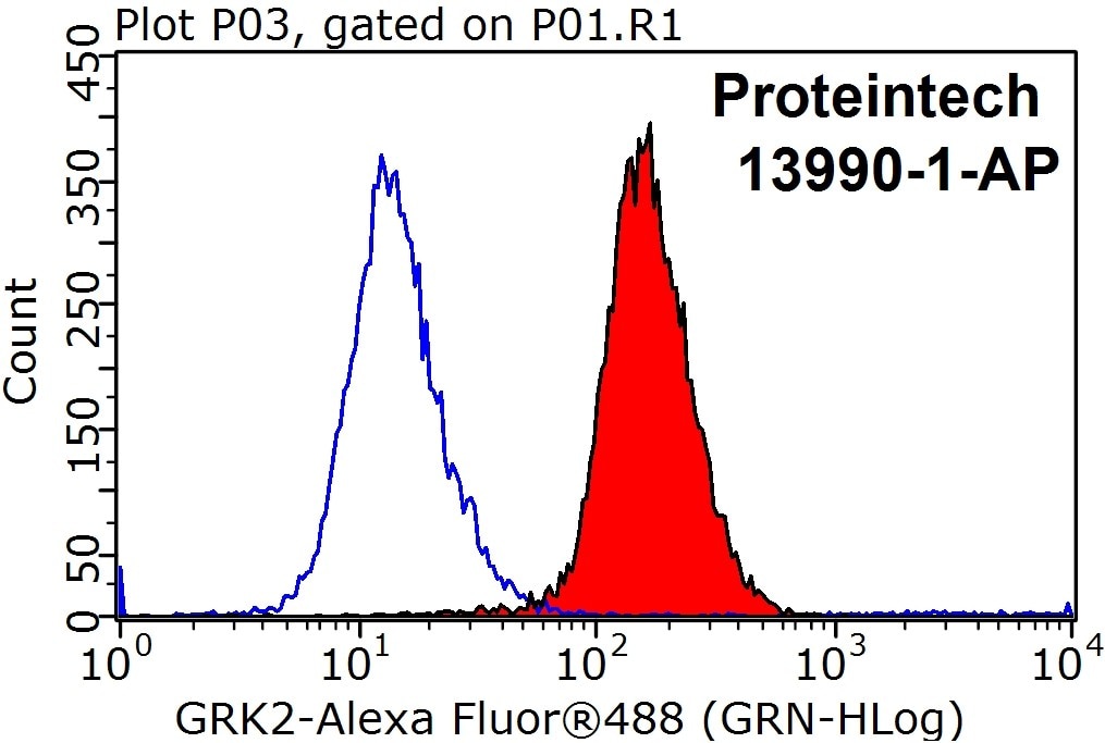 Flow cytometry (FC) experiment of HeLa cells using GRK2 Polyclonal antibody (13990-1-AP)