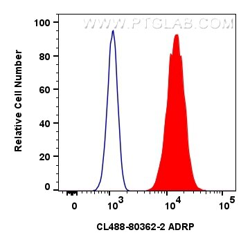Flow cytometry (FC) experiment of HepG2 cells using CoraLite® Plus 488-conjugated Perilipin-2 Recombin (CL488-80362-2)
