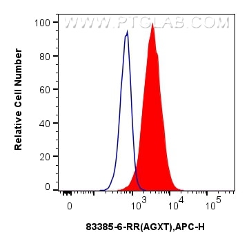 Flow cytometry (FC) experiment of HepG2 cells using AGXT Recombinant antibody (83385-6-RR)