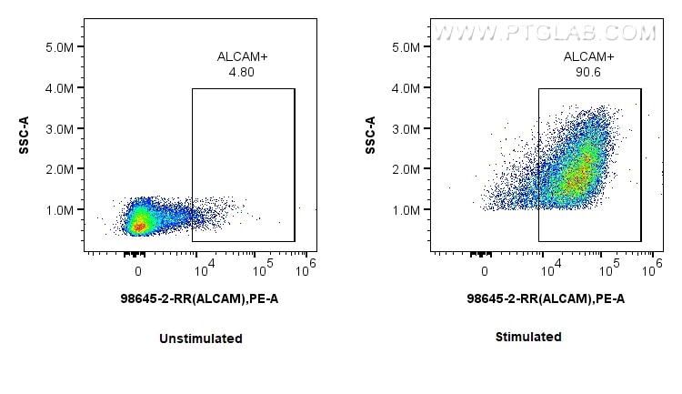 FC experiment of human PBMCs using 98645-2-RR Flow cytometry (FC) experiment of human PBMCs using Anti-Human ALCAM Rabbit Recombinant Antibody (98645-2-RR)