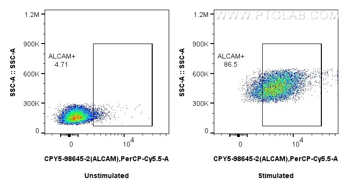 FC experiment of human PBMCs using CPY5-98645-2 Flow cytometry (FC) experiment of human PBMCs using PerCP-Cyanine5.5 Anti-Human ALCAM Rabbit Recombina (CPY5-98645-2)