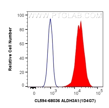 Flow cytometry (FC) experiment of HEK-293 cells using CoraLite®594-conjugated ALDH3A1 Monoclonal antibod (CL594-68036)