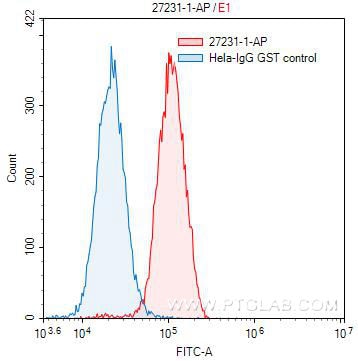 Flow cytometry (FC) experiment of HeLa cells using ALMS1 Polyclonal antibody (27231-1-AP)