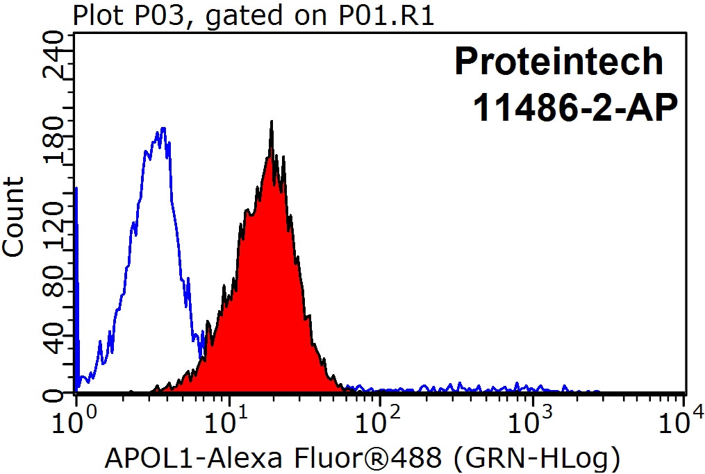 Flow cytometry (FC) experiment of HepG2 cells using APOL1 Polyclonal antibody (11486-2-AP)