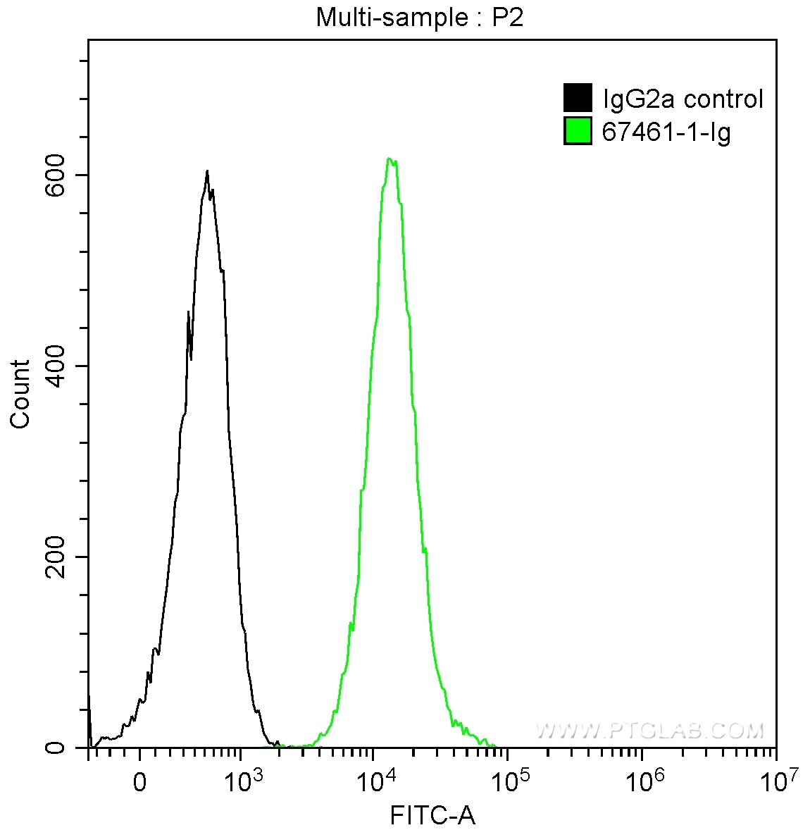 Flow cytometry (FC) experiment of Jurkat cells using Arfaptin-1 Monoclonal antibody (67461-1-Ig)