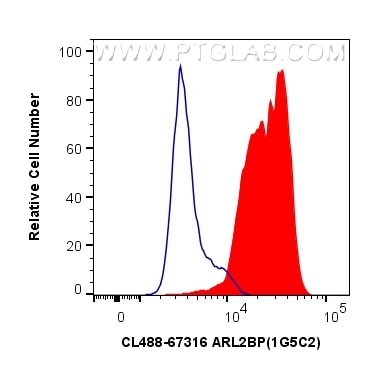 Flow cytometry (FC) experiment of HeLa cells using CoraLite® Plus 488-conjugated ARL2BP Monoclonal an (CL488-67316)