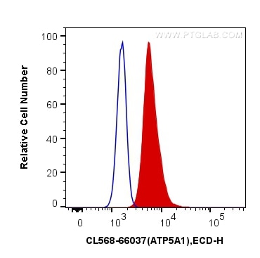 Flow cytometry (FC) experiment of HeLa cells using CoraLite®568-conjugated ATP5A1 Monoclonal antibody (CL568-66037)