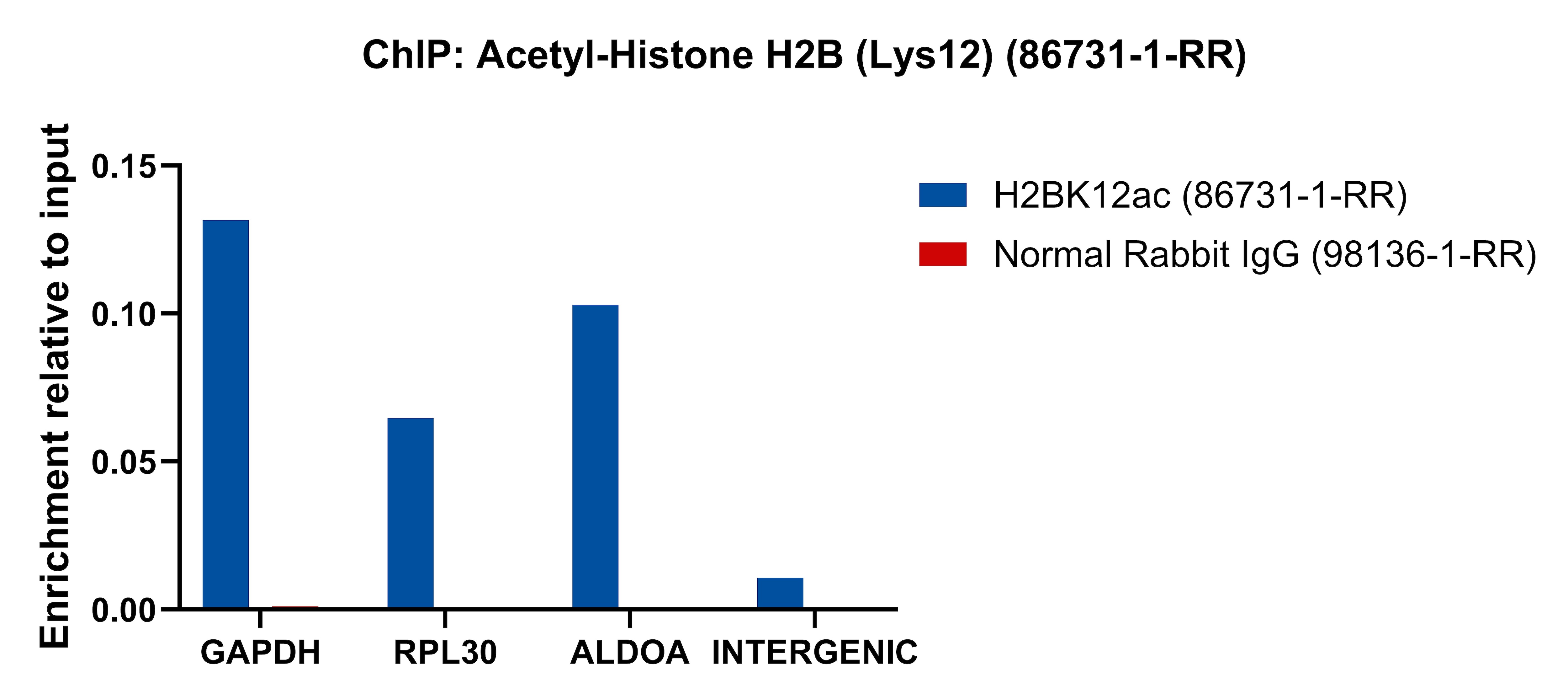 ChIP experiment of HeLa using 86731-1-RR (same clone as 86731-1-PBS) ChIP experiment of HeLa cells using Acetyl-Histone H2B (Lys12) Recombinant monoclonal (86731-1-RR)