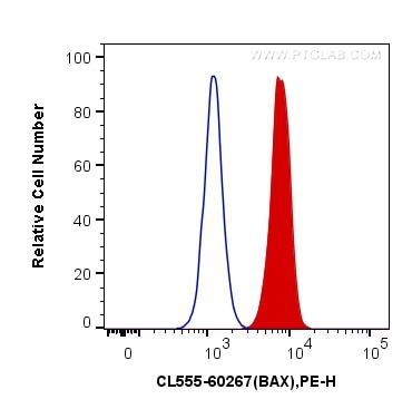 Flow cytometry (FC) experiment of Ramos cells using CoraLite®555-conjugated BAX Monoclonal antibody (CL555-60267)