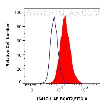 Flow cytometry (FC) experiment of HepG2 cells using BCAT2 Polyclonal antibody (16417-1-AP)