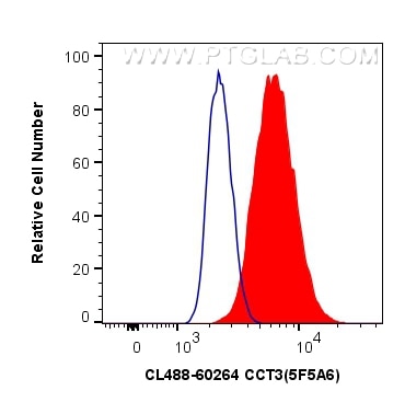 Flow cytometry (FC) experiment of HepG2 cells using CoraLite® Plus 488-conjugated CCT3 Monoclonal anti (CL488-60264)
