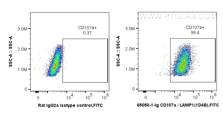 Flow cytometry (FC) experiment of NIH/3T3 cells using Anti-Mouse CD107a / LAMP1 (1D4B) (65050-1-Ig)