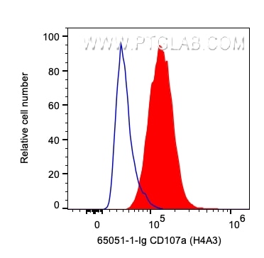 Flow cytometry (FC) experiment of HeLa cells using Anti-Human CD107a / LAMP1 (H4A3) (65051-1-Ig)