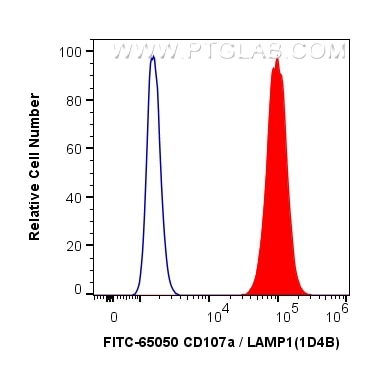 Flow cytometry (FC) experiment of NIH/3T3 cells using FITC Anti-Mouse CD107a / LAMP1 (1D4B) (FITC-65050)