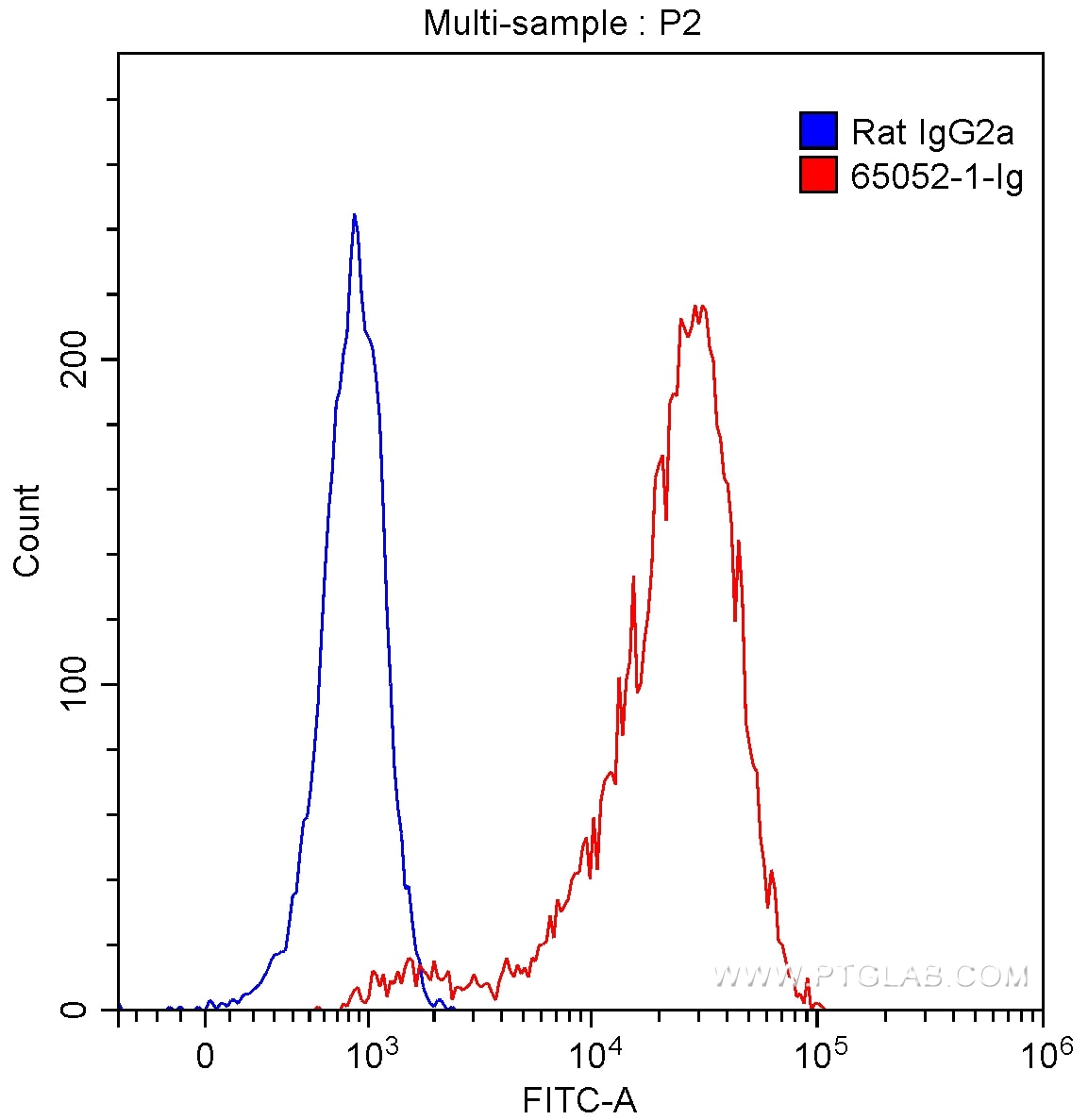 Flow cytometry (FC) experiment of NIH/3T3 cells using Anti-Mouse CD107b / LAMP2 (ABL-93) (65052-1-Ig)