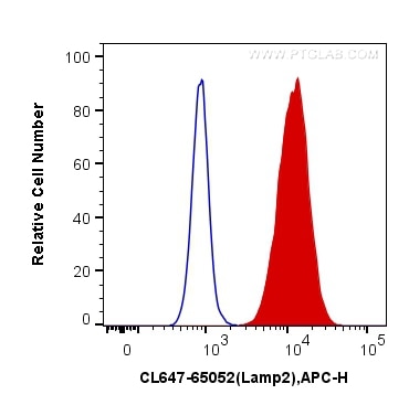Flow cytometry (FC) experiment of NIH/3T3 cells using CoraLite®647 Anti-Mouse CD107b / LAMP2 (ABL-93) (CL647-65052)