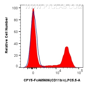 Flow cytometry (FC) experiment of rat bone marrow cells using FcZero-rAb™ PerCP-Cyanine5.5 Anti-Rat CD11b/c (OX4 (CPY5-FcA65606)