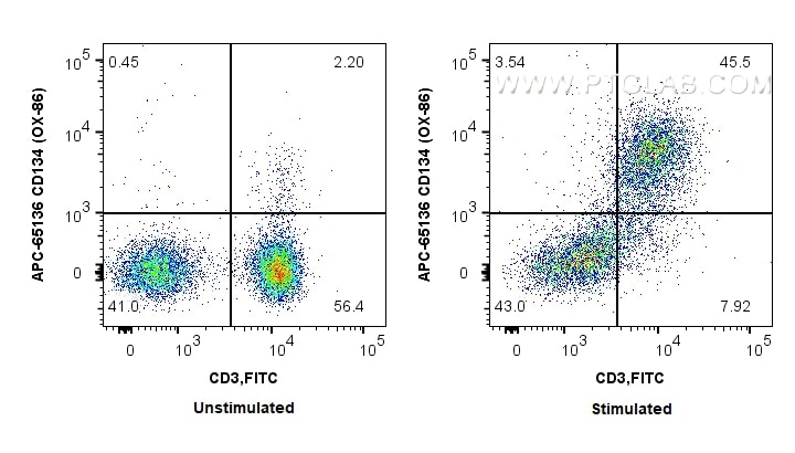 Flow cytometry (FC) experiment of BALB/C mouse splenocytes using APC Anti-Mouse CD134 (OX-86) (APC-65136)