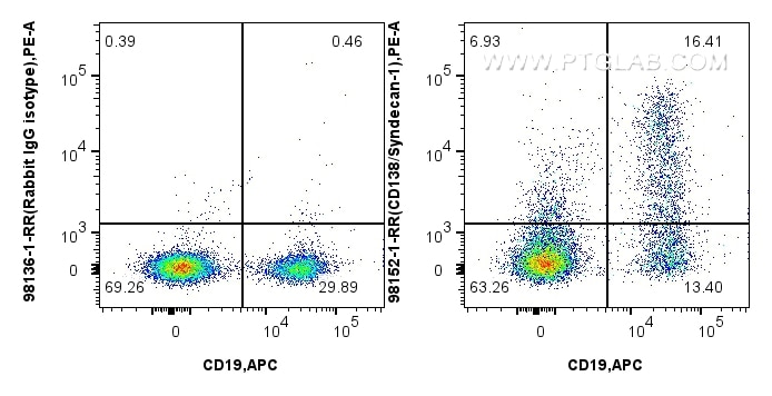 FC experiment of mouse bone marrow cells using 98152-1-RR Flow cytometry (FC) experiment of mouse bone marrow cells using Anti-Mouse CD138/Syndecan-1 Rabbit Recombinant Ant (98152-1-RR)