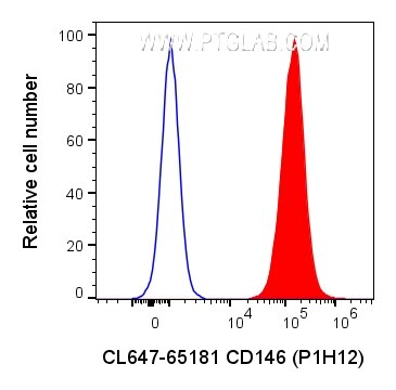 Flow cytometry (FC) experiment of A375 cells using CoraLite® Plus 647 Anti-Human CD146 (P1H12) (CL647-65181)