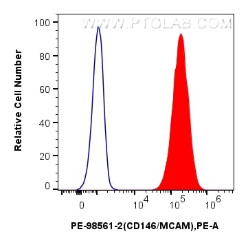 Flow cytometry (FC) experiment of HeLa cells using PE Anti-Human CD146/MCAM Rabbit Recombinant Antibo (PE-98561-2)