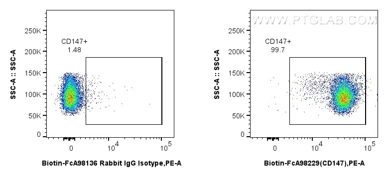 FC experiment of mouse thymocytes using Biotin-FcA98229 Flow cytometry (FC) experiment of mouse thymocytes using FcZero-rAb® Biotin Anti-Mouse CD147 Rabbit Recombi (Biotin-FcA98229)