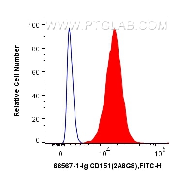 Flow cytometry (FC) experiment of A549 cells using CD151 Monoclonal antibody (66567-1-Ig)