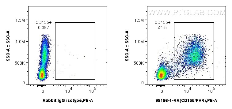 Flow cytometry (FC) experiment of human PBMCs using Anti-Human CD155/PVR Rabbit Recombinant Antibody (98186-1-RR)