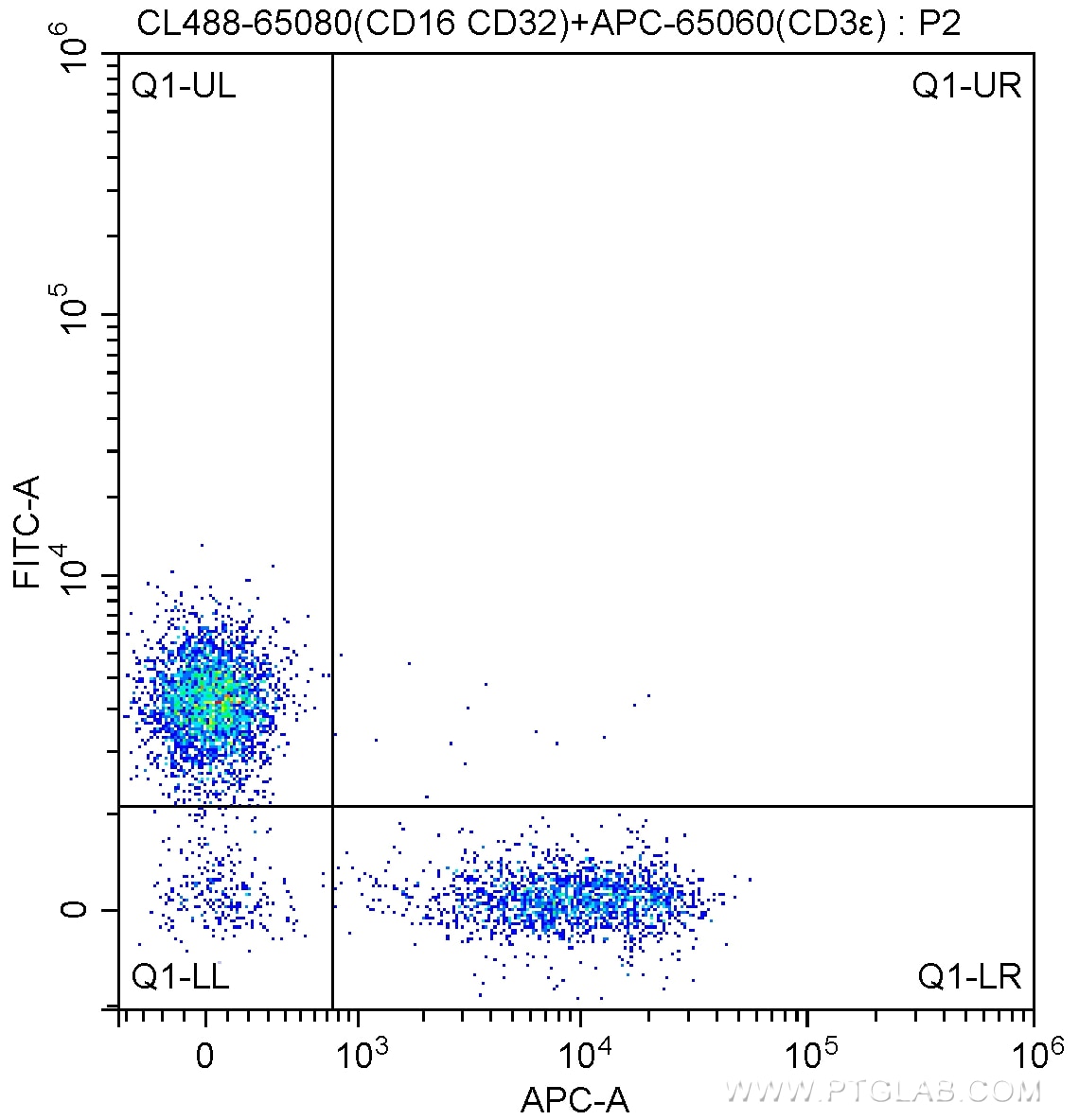 Flow cytometry (FC) experiment of mouse splenocytes using CoraLite® Plus 488 Anti-Mouse CD16 / CD32 (2.4G2) (CL488-65080)