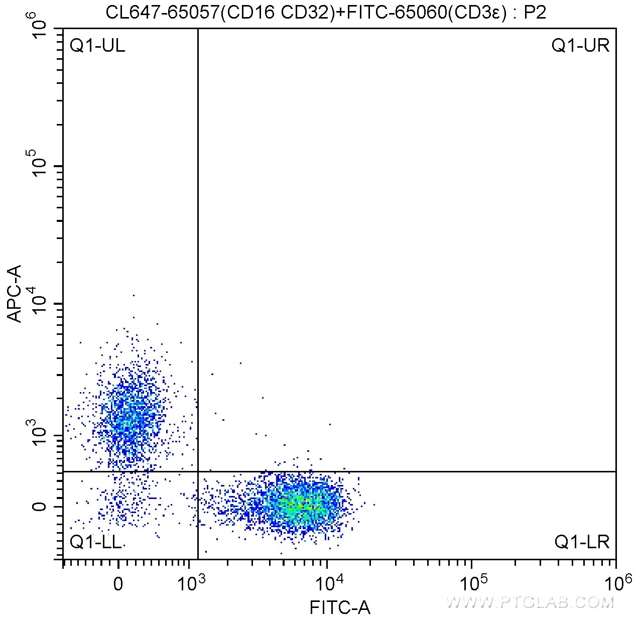 FC experiment of mouse splenocytes using CL647-65057