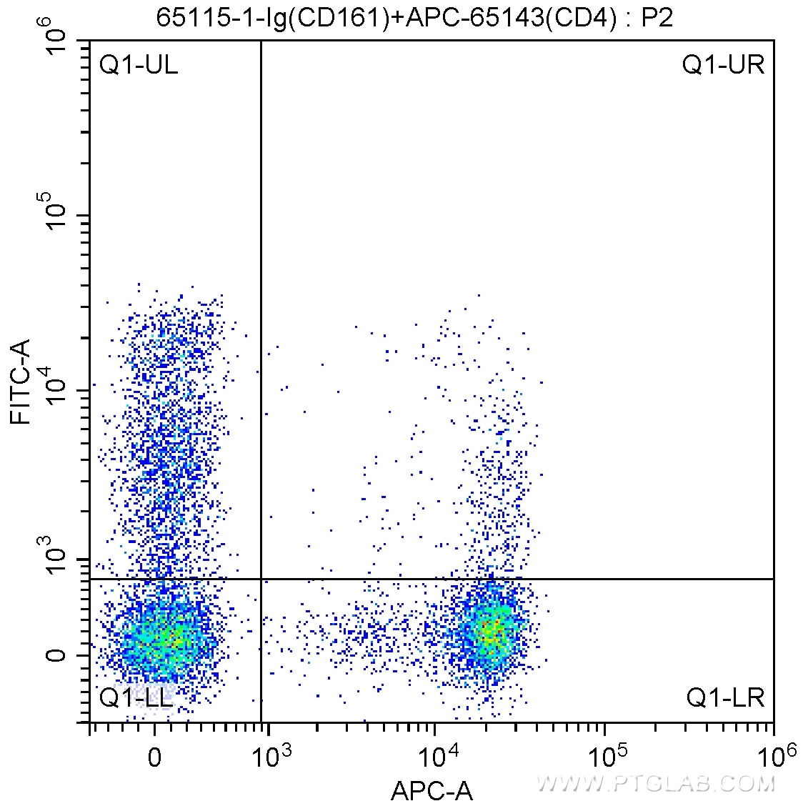 Flow cytometry (FC) experiment of human peripheral blood lymphocytes using Anti-Human CD161 (HP-3G10) (65115-1-Ig)