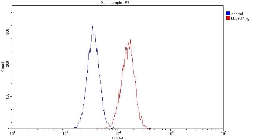 Flow cytometry (FC) experiment of Raji cells using CD19 Monoclonal antibody (66298-1-Ig)