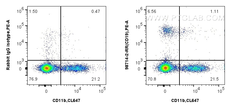 Flow cytometry (FC) experiment of pig PBMCs cells using Anti-Pig CD19 Rabbit Recombinant Antibody (98714-2-RR)