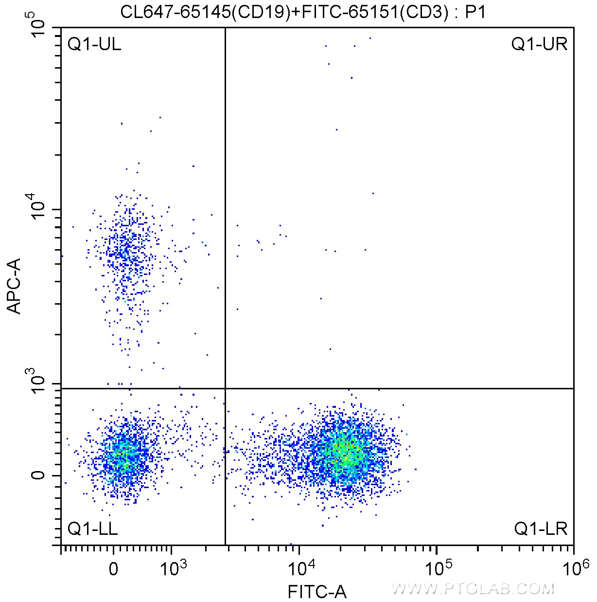 Flow cytometry (FC) experiment of human peripheral blood lymphocytes using CoraLite® Plus 647 Anti-Human CD19 (SJ25C1) (CL647-65145)