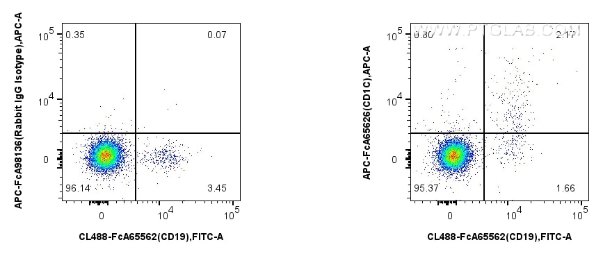 Flow cytometry (FC) experiment of human peripheral blood leukocytes using FcZero-rAb® APC Anti-Human CD1c (L161) Rabbit Reco (APC-FcA65626)
