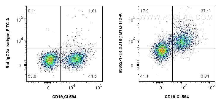 Flow cytometry (FC) experiment of mouse splenocytes using Anti-Mouse CD1d (1B1) Rat Recombinant Antibody (65652-1-TR)