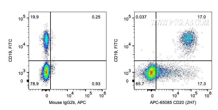 Flow cytometry (FC) experiment of human PBMCs using APC Anti-Human CD20 (2H7) (APC-65085)