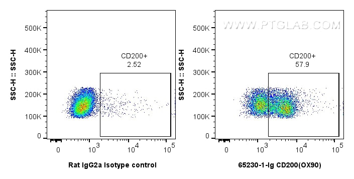 Flow cytometry (FC) experiment of mouse splenocytes using Anti-Mouse CD200 (OX90) (65230-1-Ig)