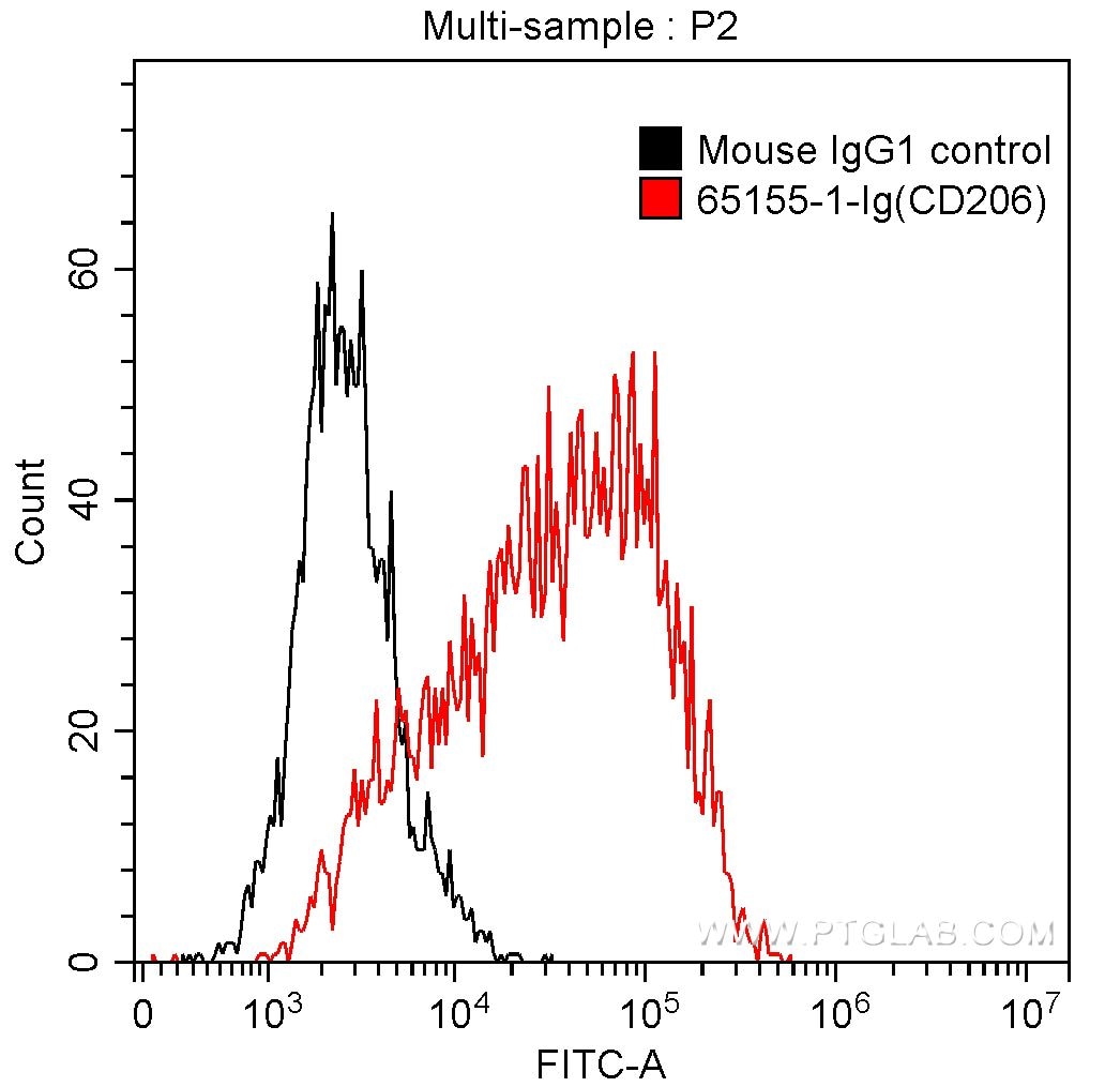 Flow cytometry (FC) experiment of human monocyte-derived dendritic cells cells using Anti-Human CD206 (15-2) (65155-1-Ig)