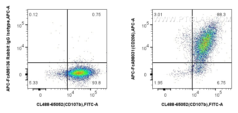FC experiment of mouse peritoneal macrophages using APC-FcA98031 Flow cytometry (FC) experiment of mouse peritoneal macrophages using FcZero-rAb® APC Anti-Mouse CD206 Rabbit Recombinan (APC-FcA98031)