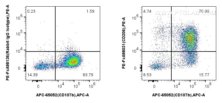 Flow cytometry (FC) experiment of mouse peritoneal macrophages using FcZero-rAb™ PE Anti-Mouse CD206 Rabbit Recombinant (PE-FcA98031)