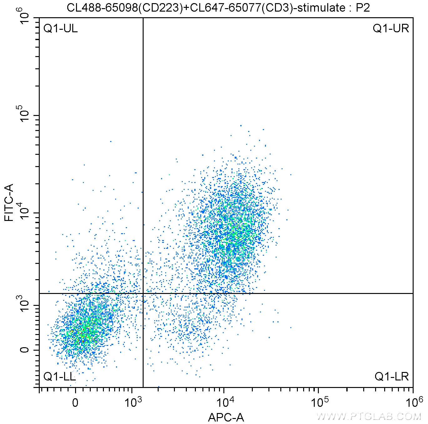 Flow cytometry (FC) experiment of BALB/c mouse  splenocytes using CoraLite® Plus 488 Anti-Mouse CD223 (C9B7W) (CL488-65098)