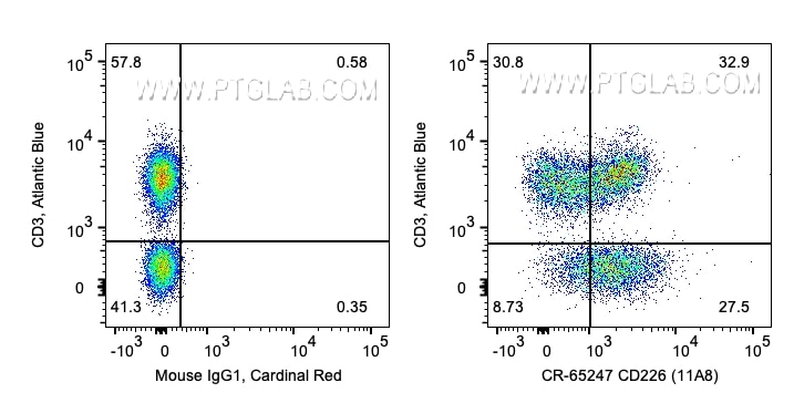 Flow cytometry (FC) experiment of human PBMCs using Cardinal Red™ Anti-Human CD226 (11A8) (CR-65247)