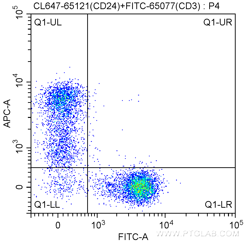 Flow cytometry (FC) experiment of mouse splenocytes using CoraLite® Plus 647 Anti-Mouse CD24 (M1/69) (CL647-65121)