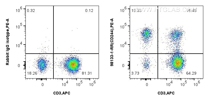 Flow cytometry (FC) experiment of human PBMCs using Anti-Human CD244 Rabbit Recombinant Antibody (98133-1-RR)