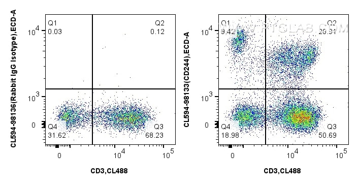 Flow cytometry (FC) experiment of human PBMCs using CoraLite®594 Anti-Human CD244 Rabbit Recombinant A (CL594-98133)